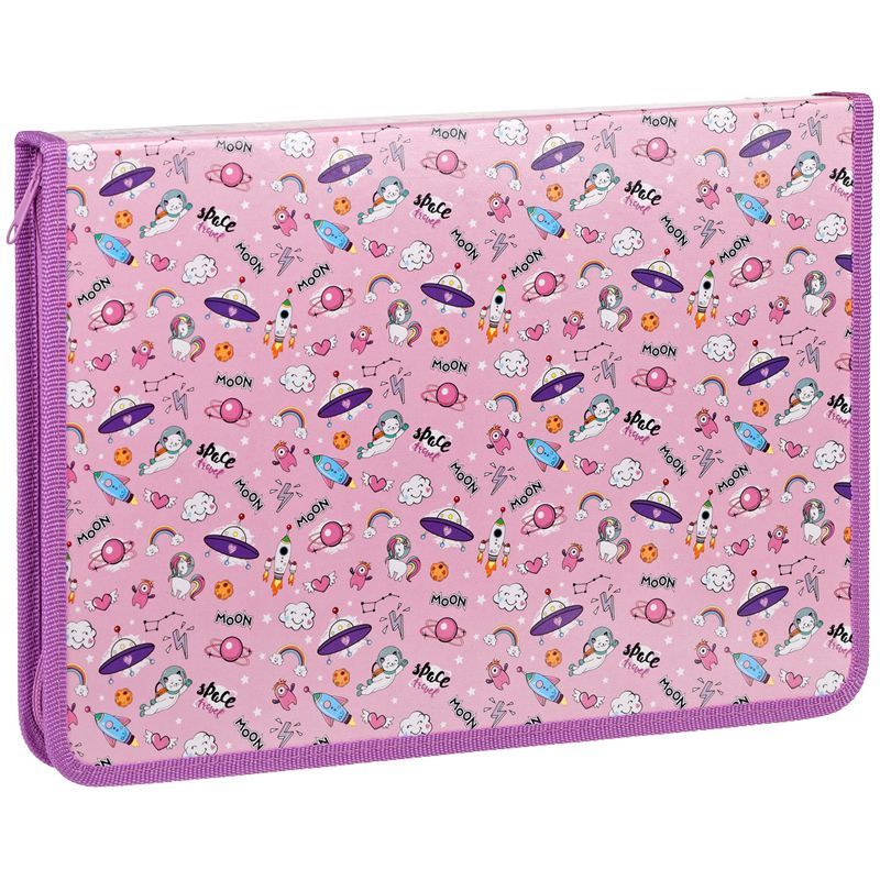 Папка для труда 1 отделение, А4, ArtSpace "Space travel", картон, молния вокруг, откид. планка