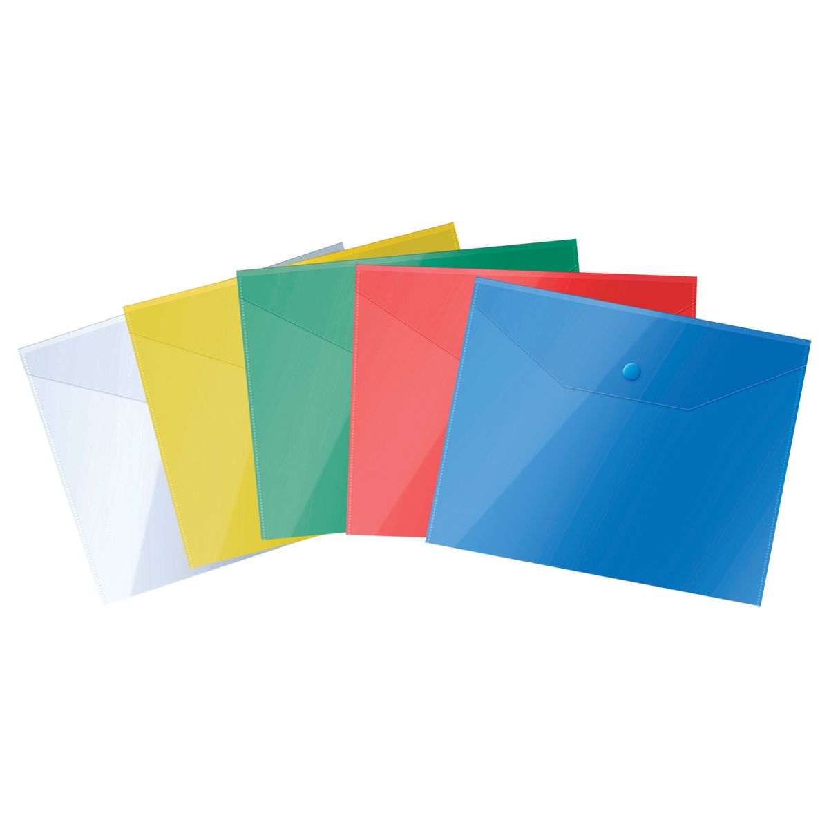 Папка-конверт на кнопке СТАММ А5 (190*240мм), 150мкм, пластик, прозрачная, ассорти РОССИЯ СТАММ СТАММ  ТНВЭД 3926100000