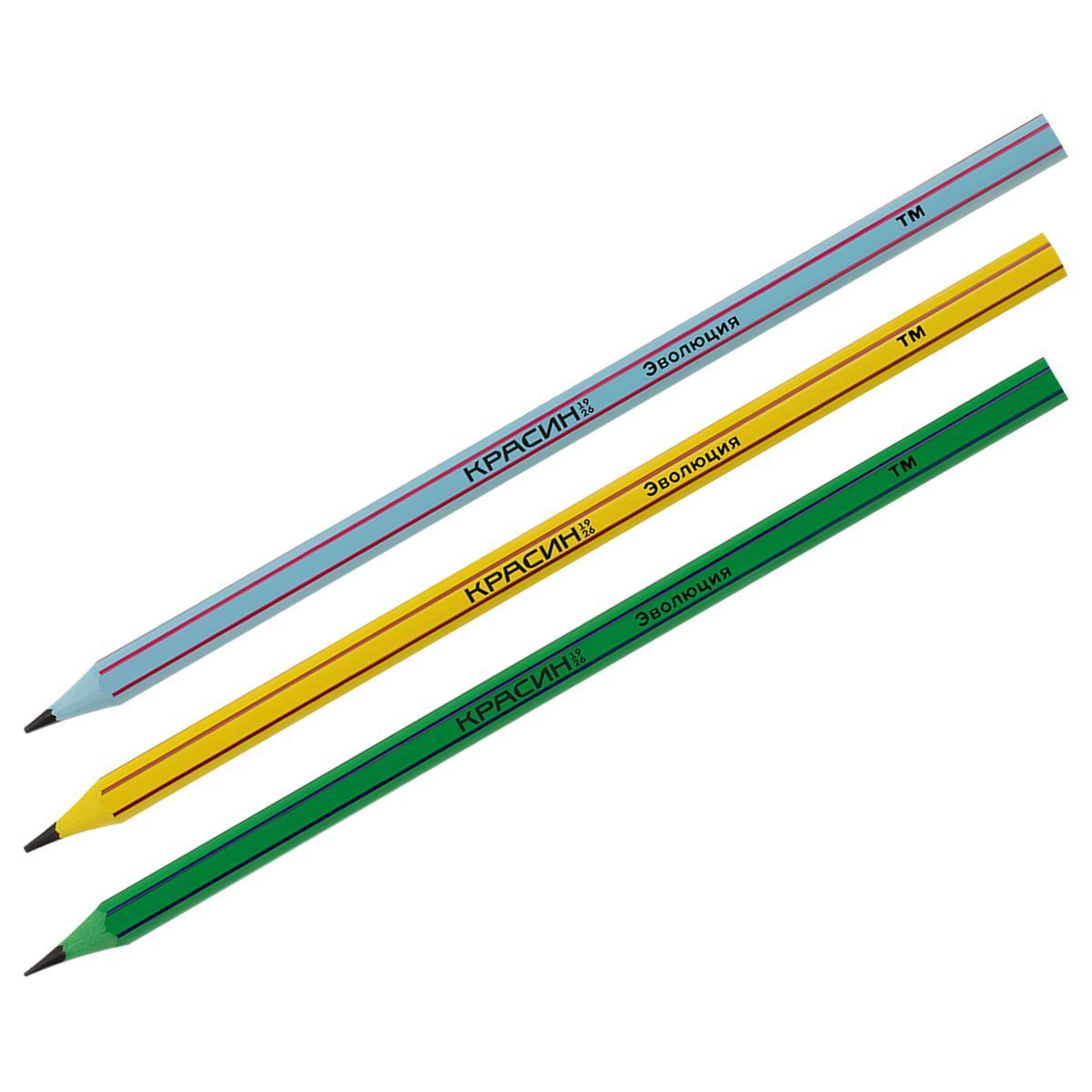 Карандаш ч/г Красин "Эволюция" ТМ (HB), с полосами, заточен., пластиковый КИТАЙ Красин Красин 10702070/100924/3299699 ТНВЭД 9609101000