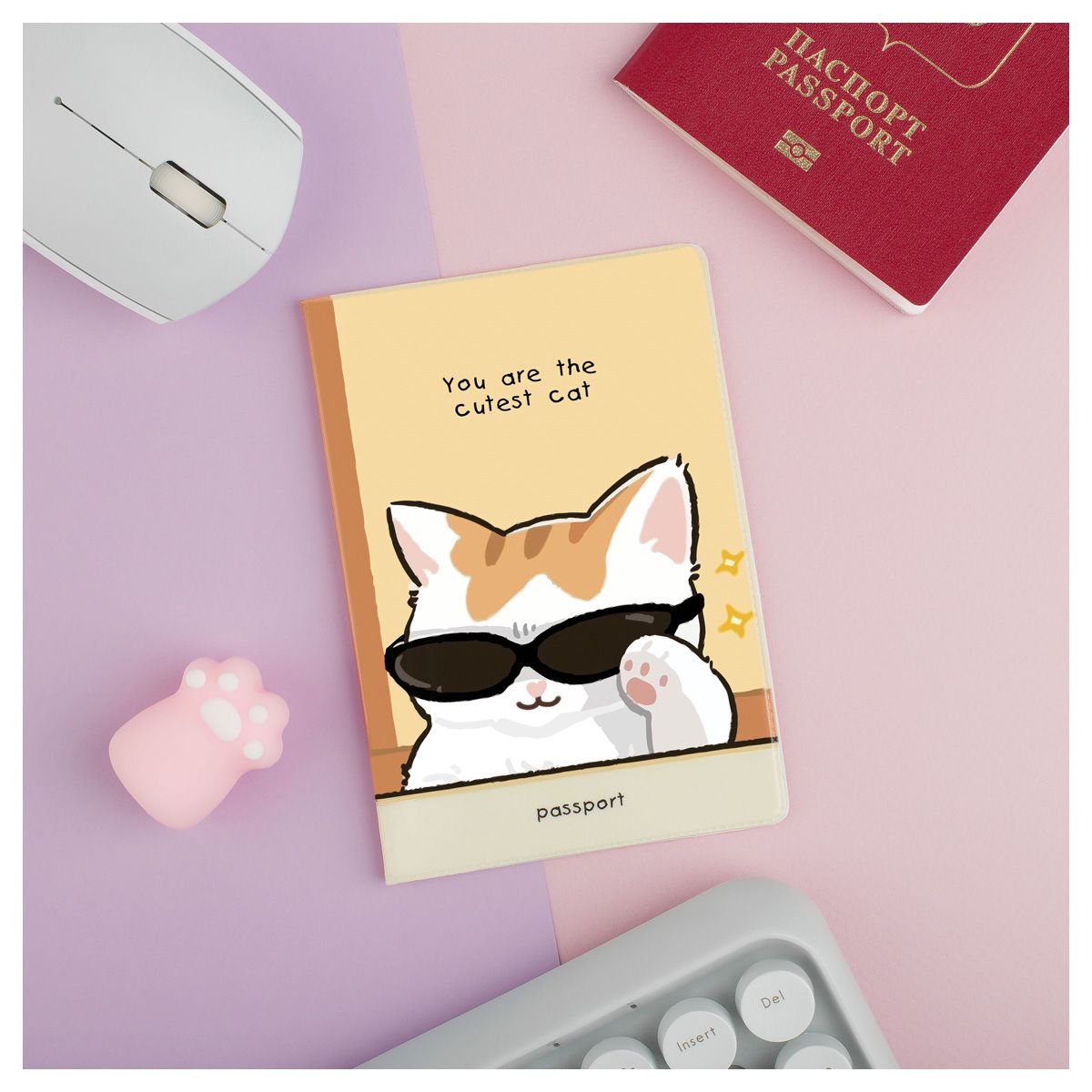 Обложка для паспорта MESHU "Cutest Cat", ПВХ, 2 кармана РОССИЯ MESHU MESHU  ТНВЭД 3926100000