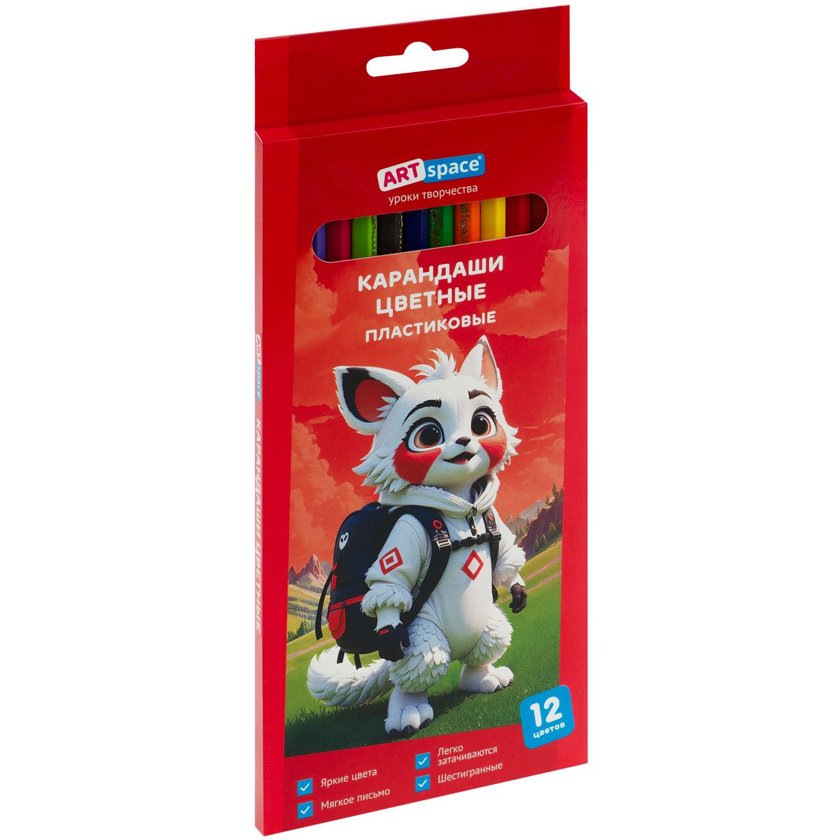 Карандаши цветные пластиковые ArtSpace "Отважная команда", 12цв., заточен., картон, европодвес РОССИЯ ArtSpace Спейс  ТНВЭД 9609109000