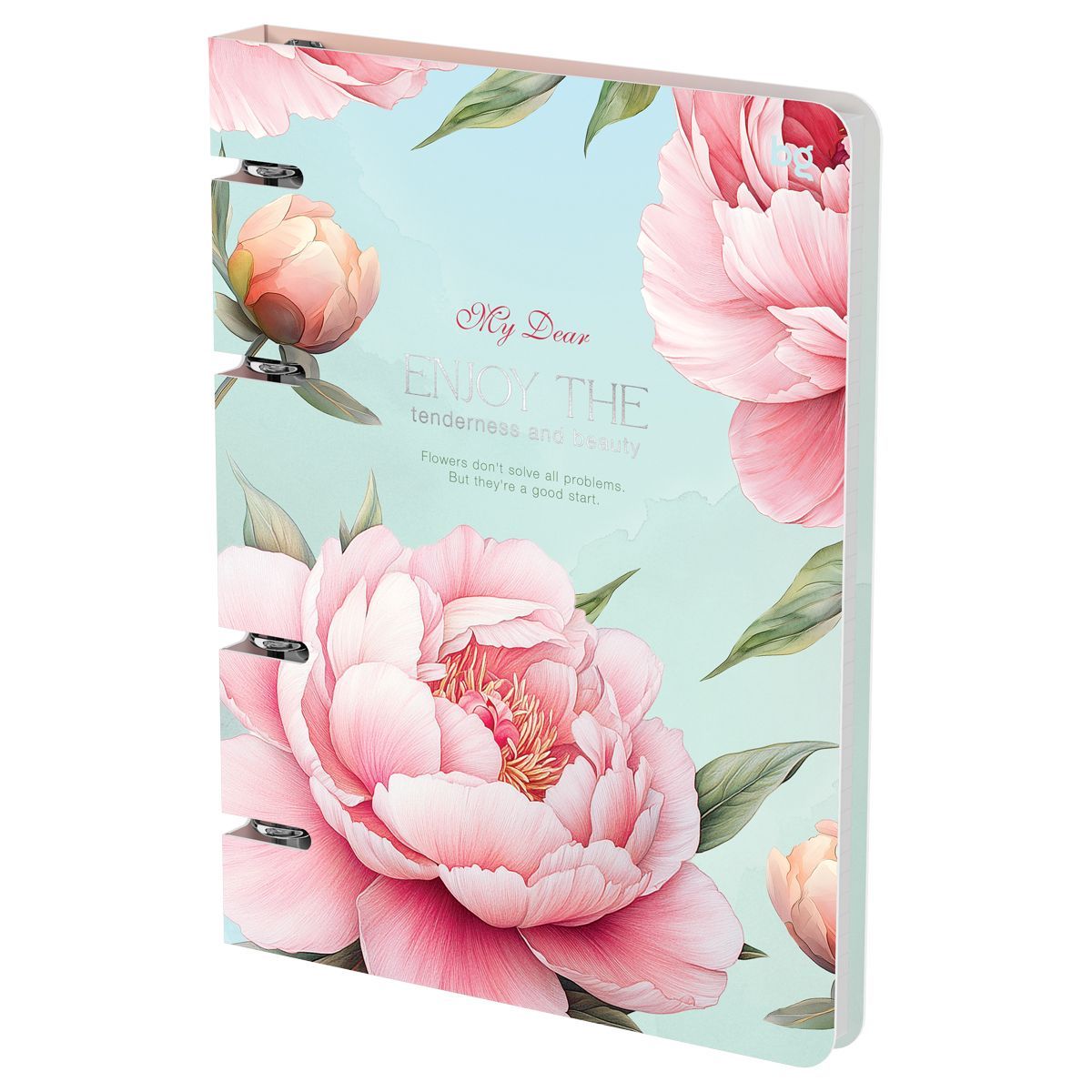 Тетрадь на кольцах А5, 120л., BG "Розовые розы", картон, soft-touch ламинация, тиснение фольгой РОССИЯ BG БиДжи  ТНВЭД 4820200000