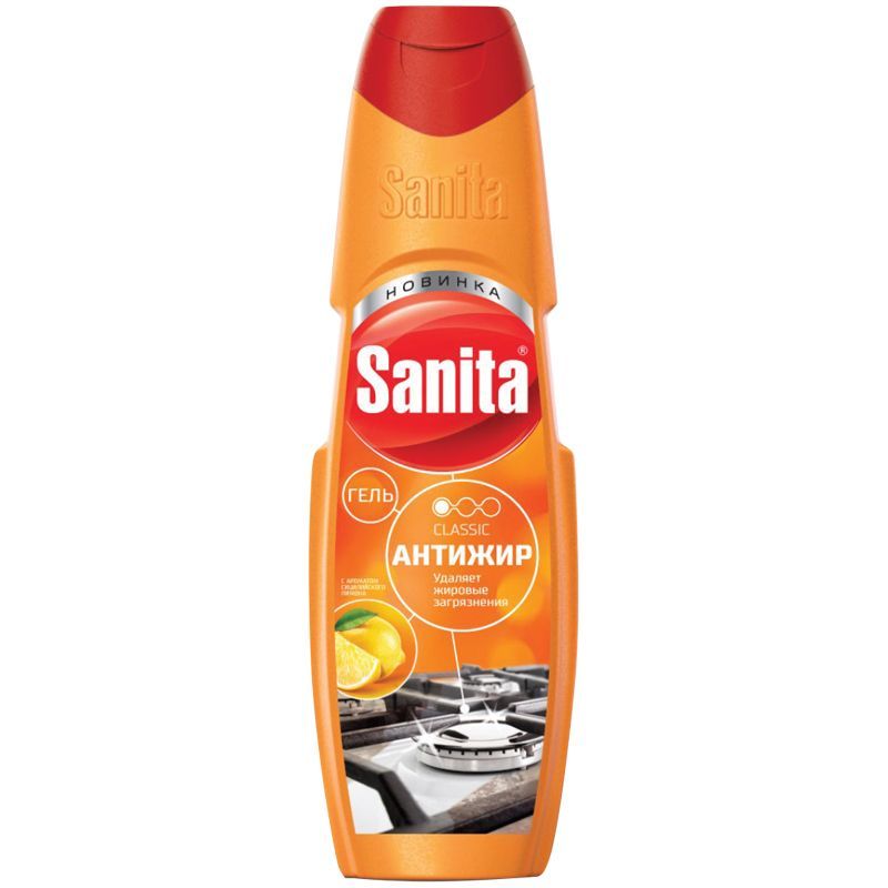 Средство для чистки плит, духовок, грилей от жира/нагара 500 г, SANITA (Санита) "Гель Антижир", 2642 Россия SANITA SANITA  ТНВЭД 3402500000