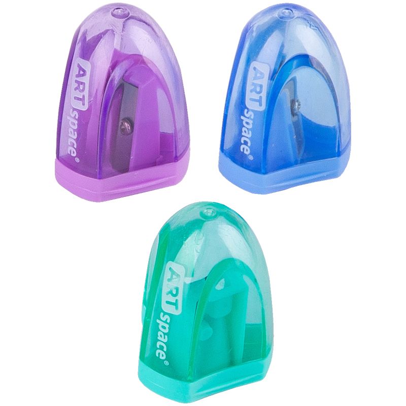 Точилка пластиковая ArtSpace 1 отверстие, контейнер, ассорти КИТАЙ ArtSpace Спейс 10702070/010724/5028078/1 ТНВЭД 8214100000