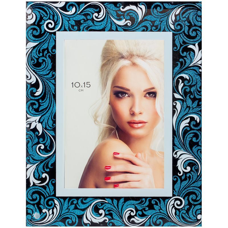 Фоторамка стеклянная 10*15см OfficeSpace "Узоры", синий