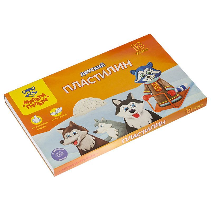 Пластилин Мульти-Пульти "Енот на Аляске", 18 цветов, 270г, со стеком, картон РОССИЯ Мульти-Пульти Мульти-Пульти  ТНВЭД 3407000000