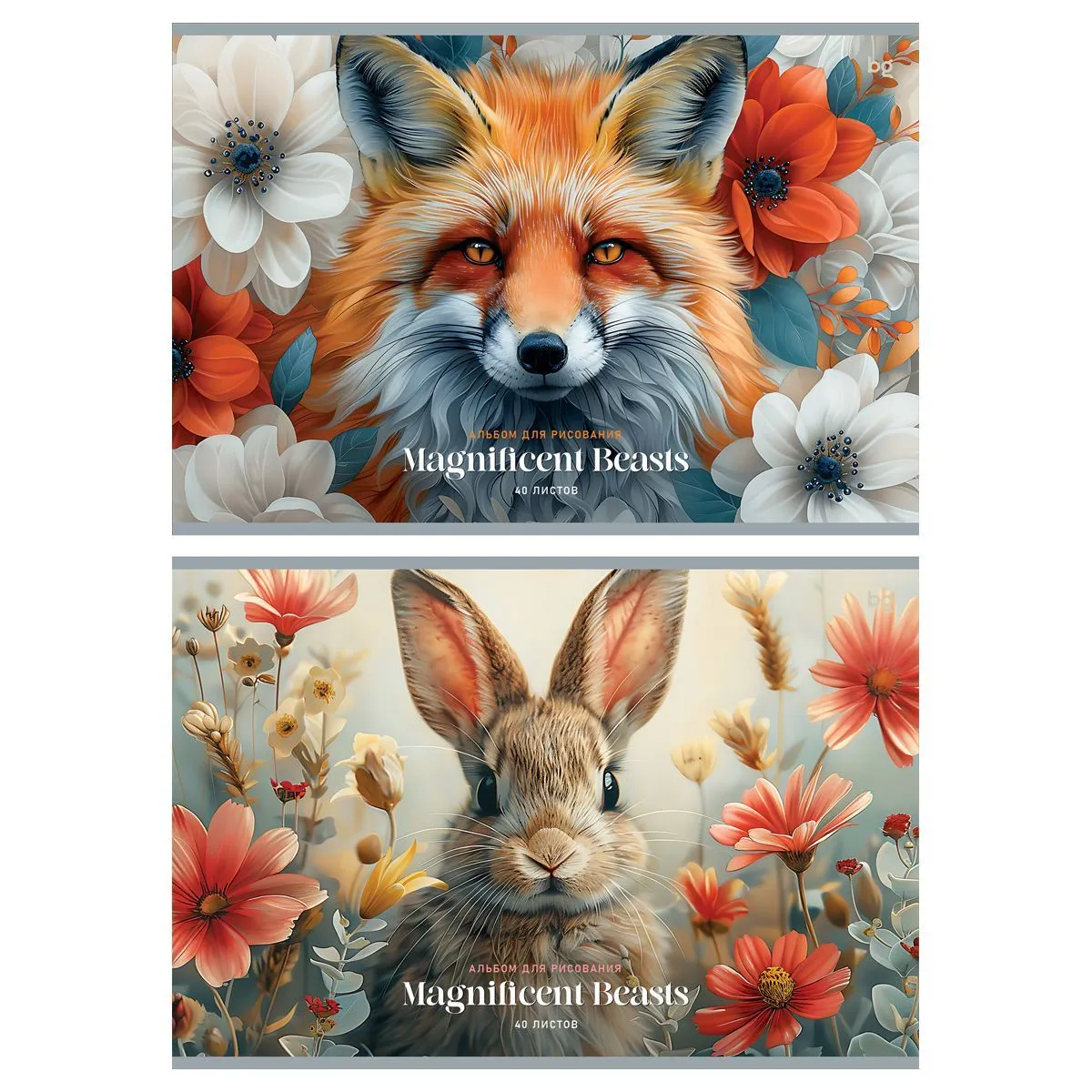 Альбом для рисования 40л., А4, на склейке BG "Великолепные животные", 120г/м2 РОССИЯ BG БиДжи  ТНВЭД 4820900000