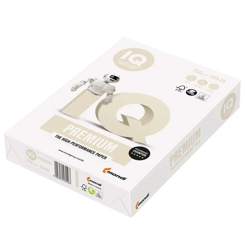 Бумага IQ "Premium" А4, 250г/м2, 150л., 172%